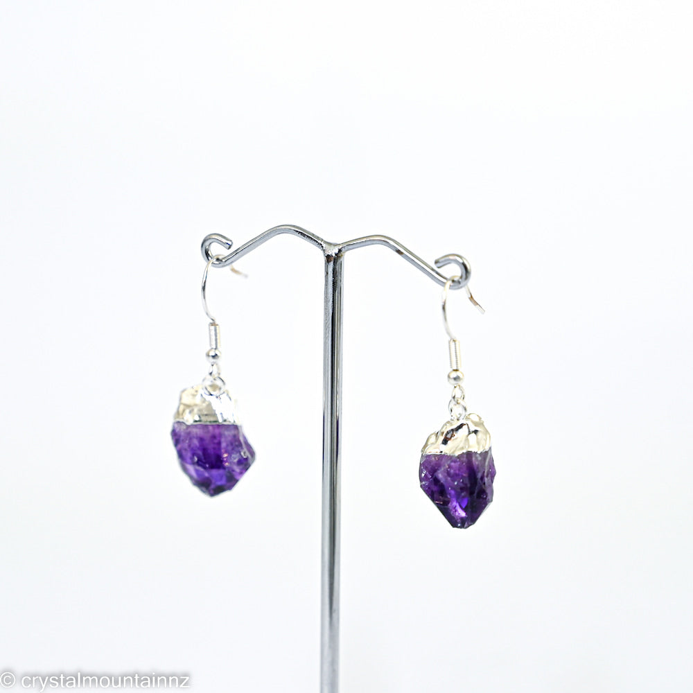 Amethyst Earrings Rough Point