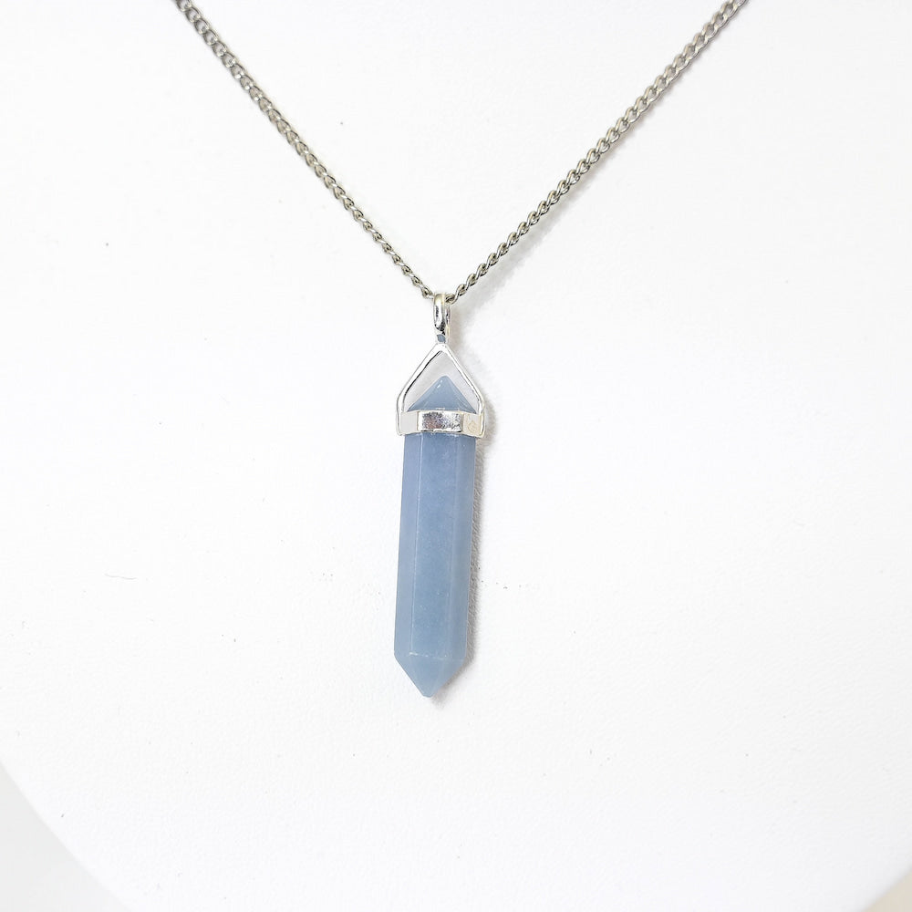Angelite Double Point Pendant- Silver
