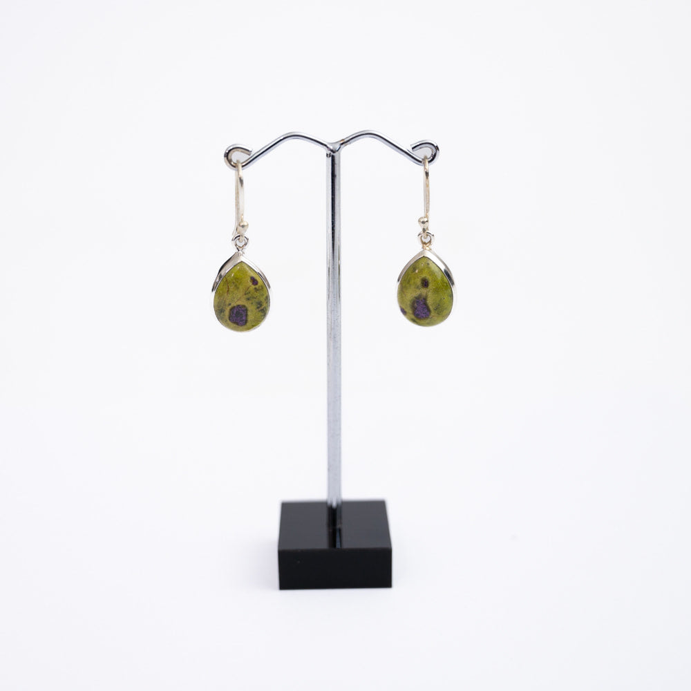 Serpentine & Stichtite (Atlantisite) Silver Earrings