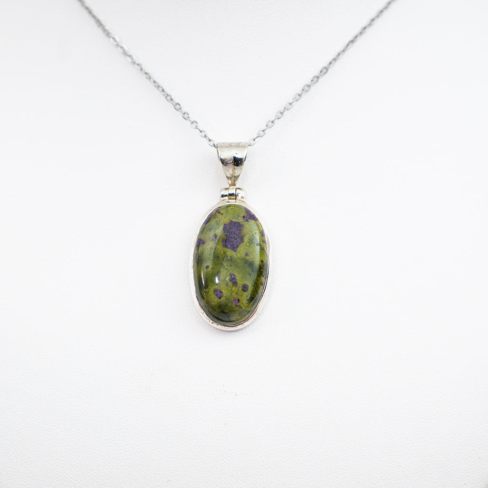 Serpentine & Stichtite (Atlantisite) Pendant - Silver