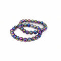 Aura Coated Amethyst Bead Bracelet- Round