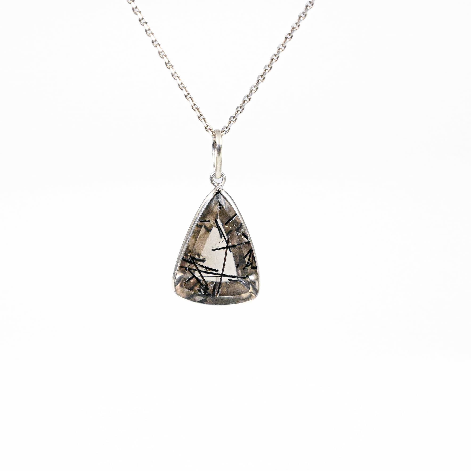 Black Tourmalinated Quartz Pendant- Silver