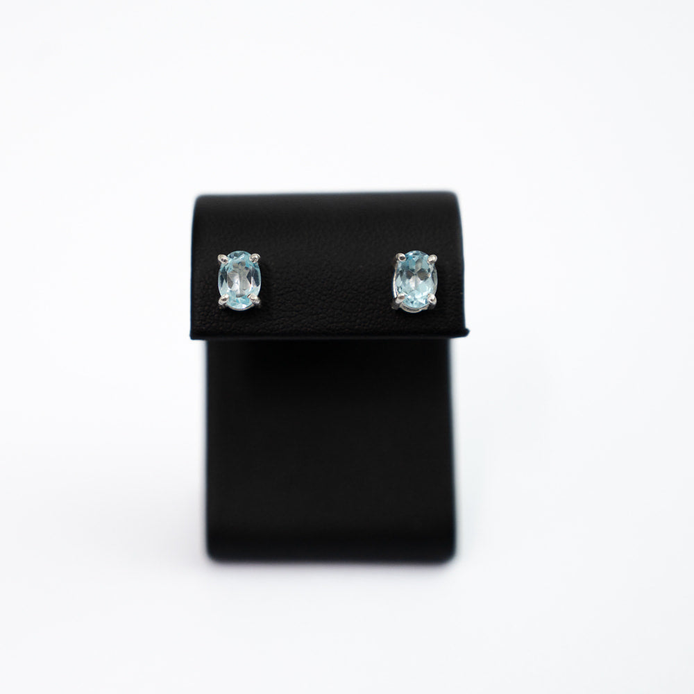Blue Topaz Studs- Silver