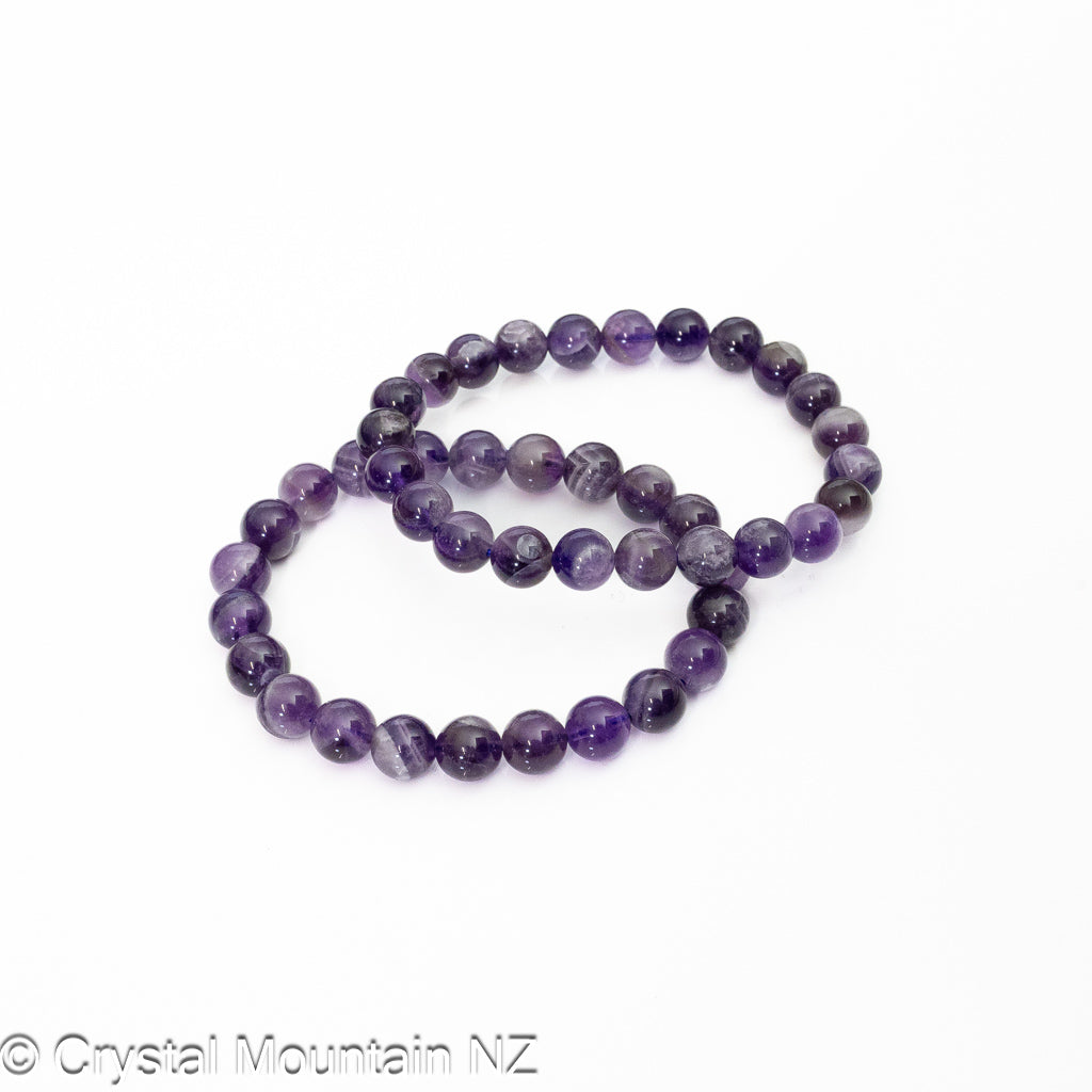 Chevron Amethyst Bead Bracelet