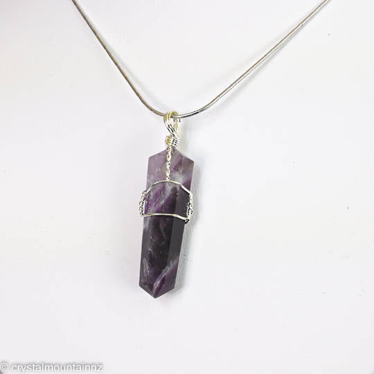 Chevron Amethyst Point Pendant- Wire Wrapped