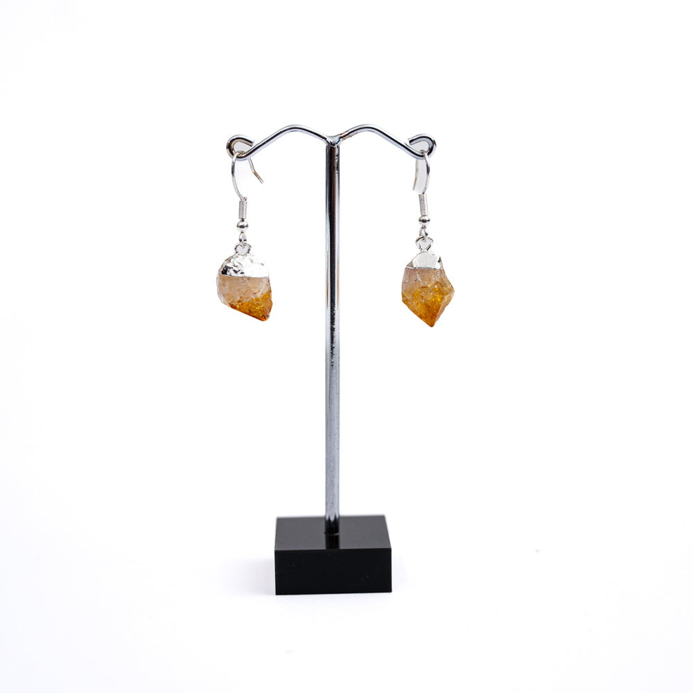 Citrine Earrings Rough Point
