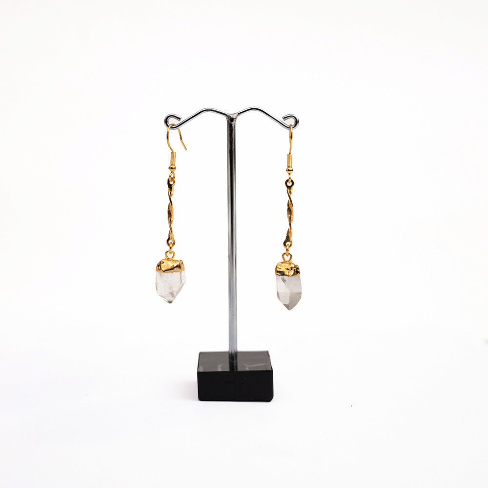 Clear Quartz Earrings- Gold Plated