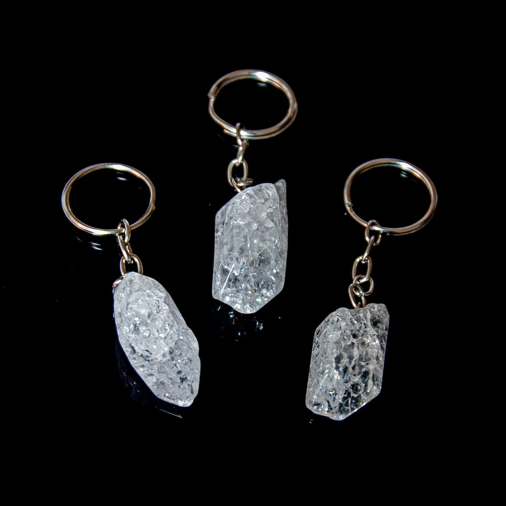 Crackled Clear Quartz Key Chain Point