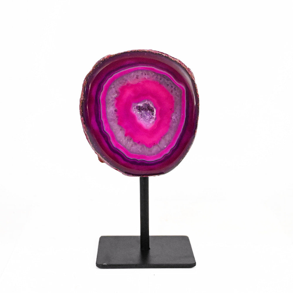 Agate Geode on Stand- Pink