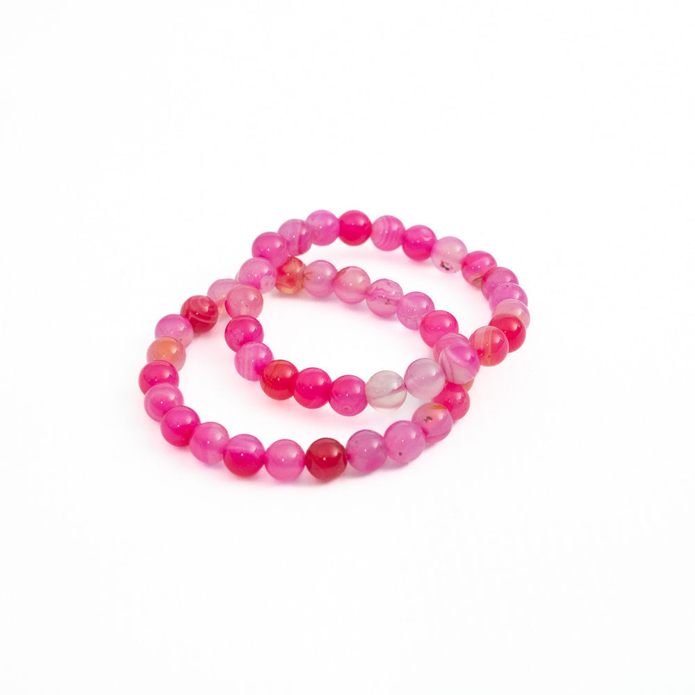 Pink Agate Bead Bracelet