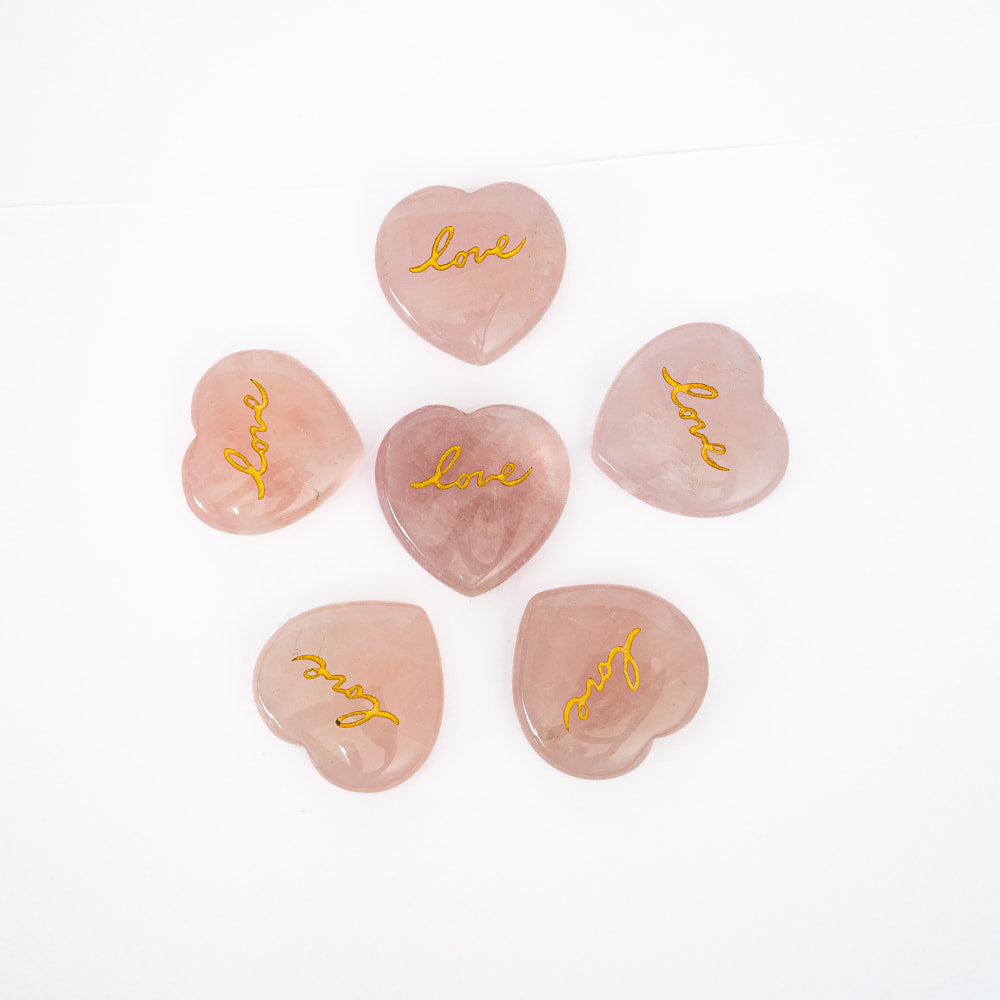Rose Quartz Etched Heart- Love