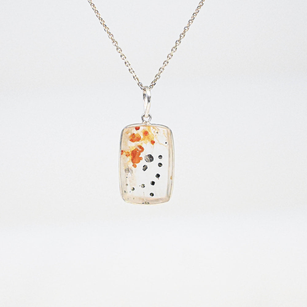 Golden Quartz with Pyrite & Iron Inclusion Pendant- Silver