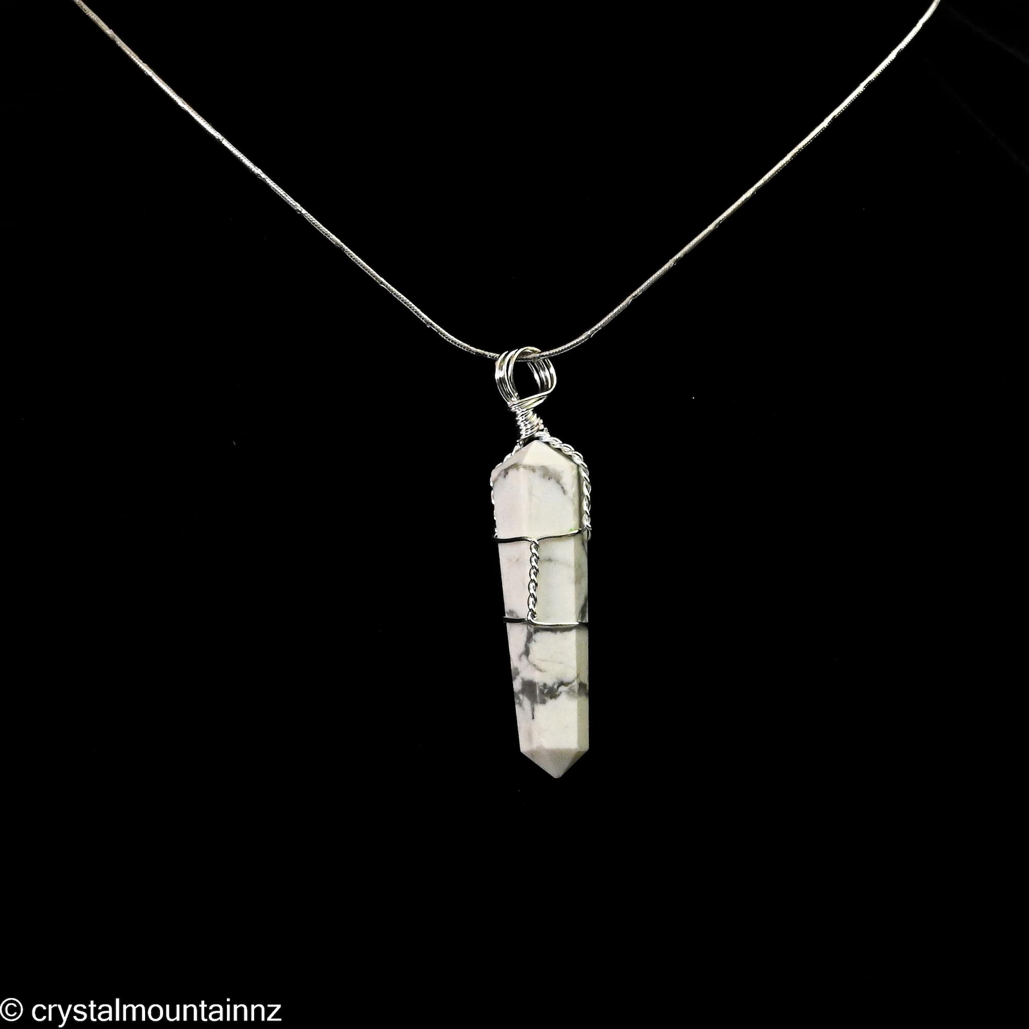 Howlite Point Pendant- Wire Wrapped
