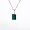 Teal Tourmaline Pendant - Silver