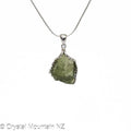 Moldavite Rough Pendant - Silver