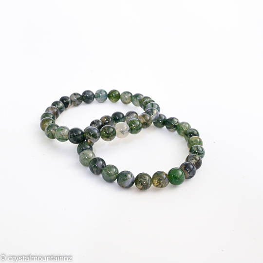 Moss Agate Bead Bracelet