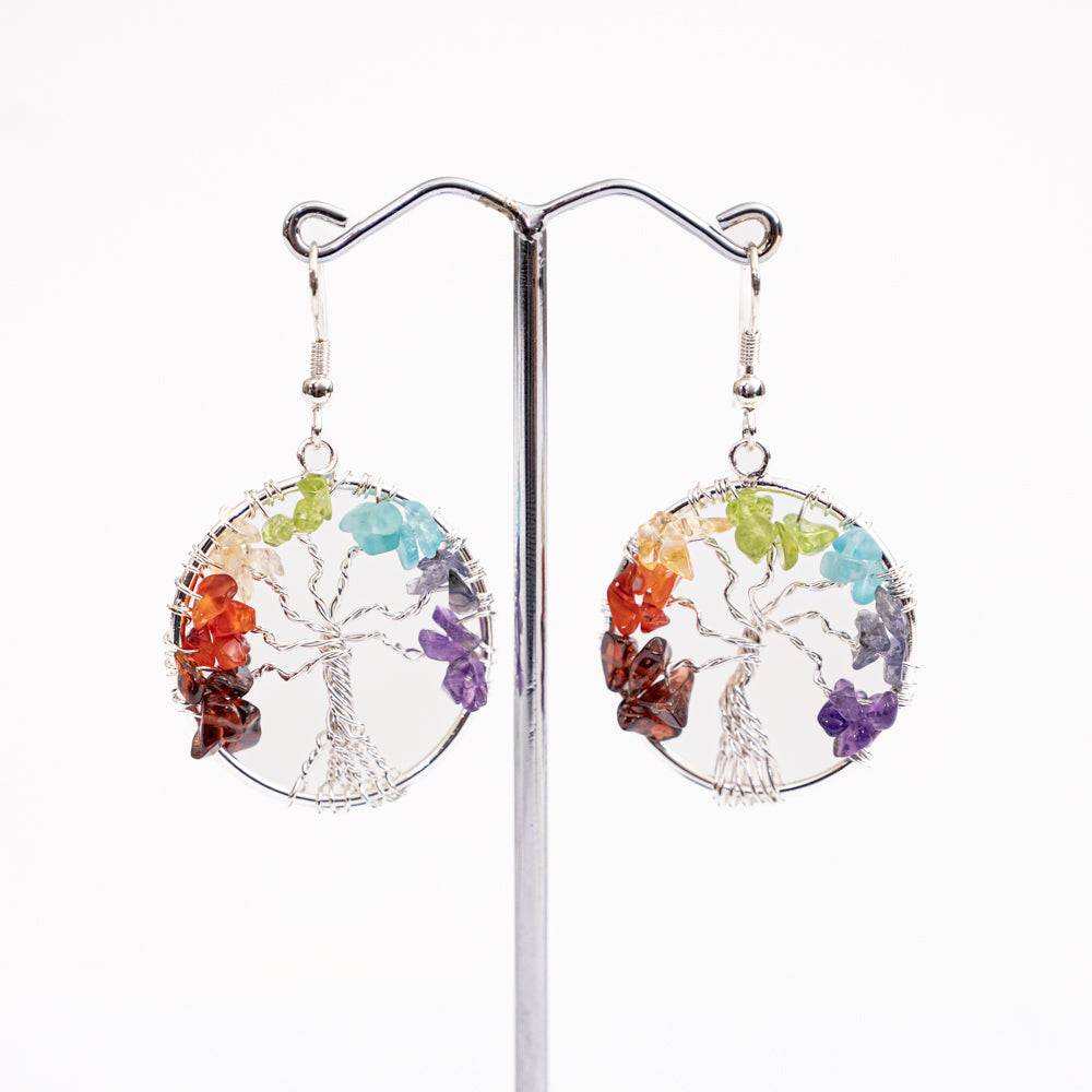 Multi Stone Earrings Tree Of Life