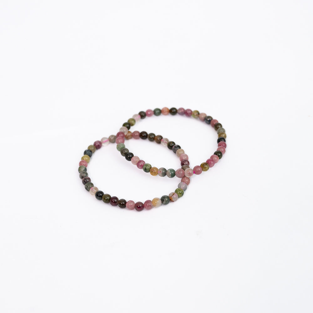 Multi Coloured Tourmaline Bead Bracelet Round