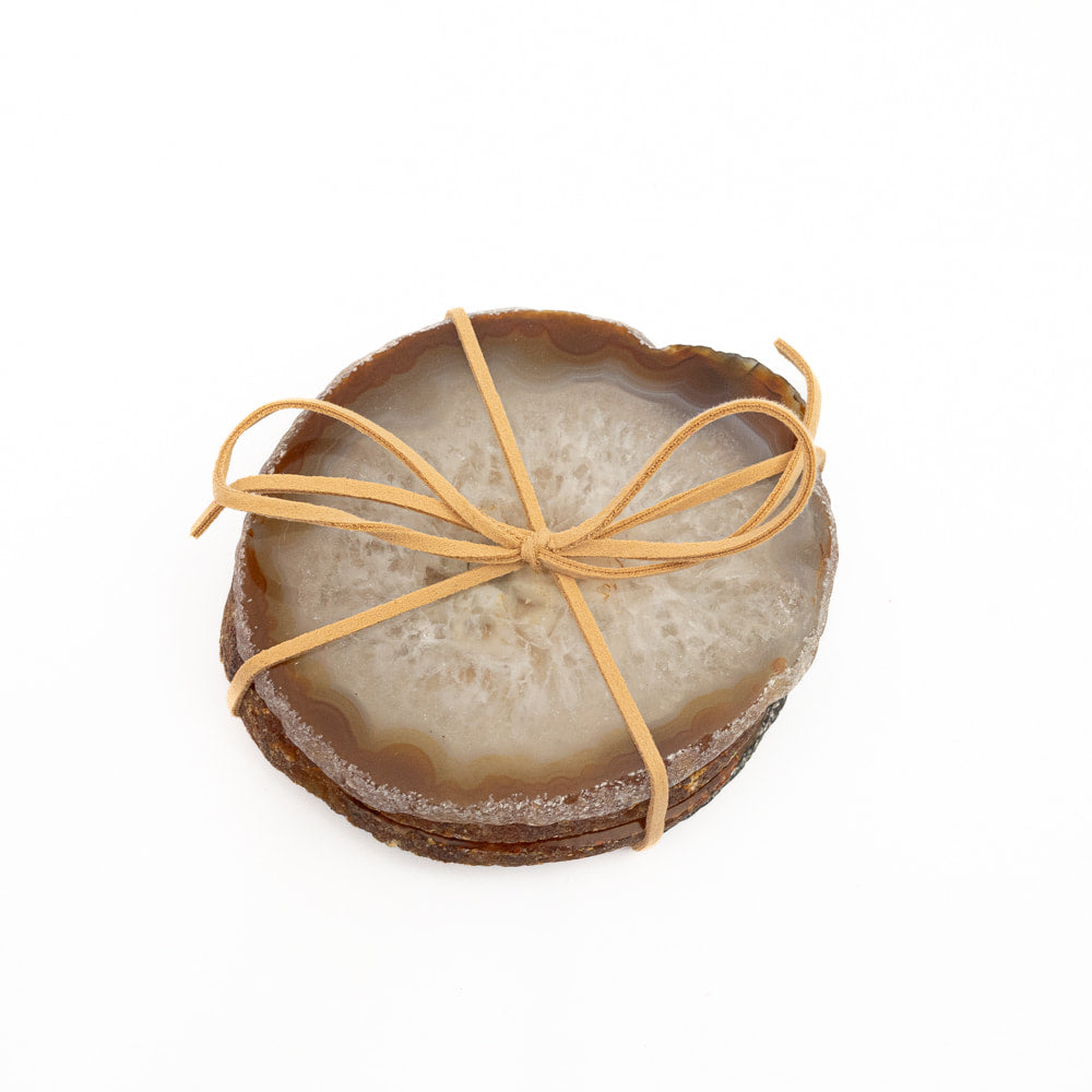 Agate Slice Coaster Set- Natural