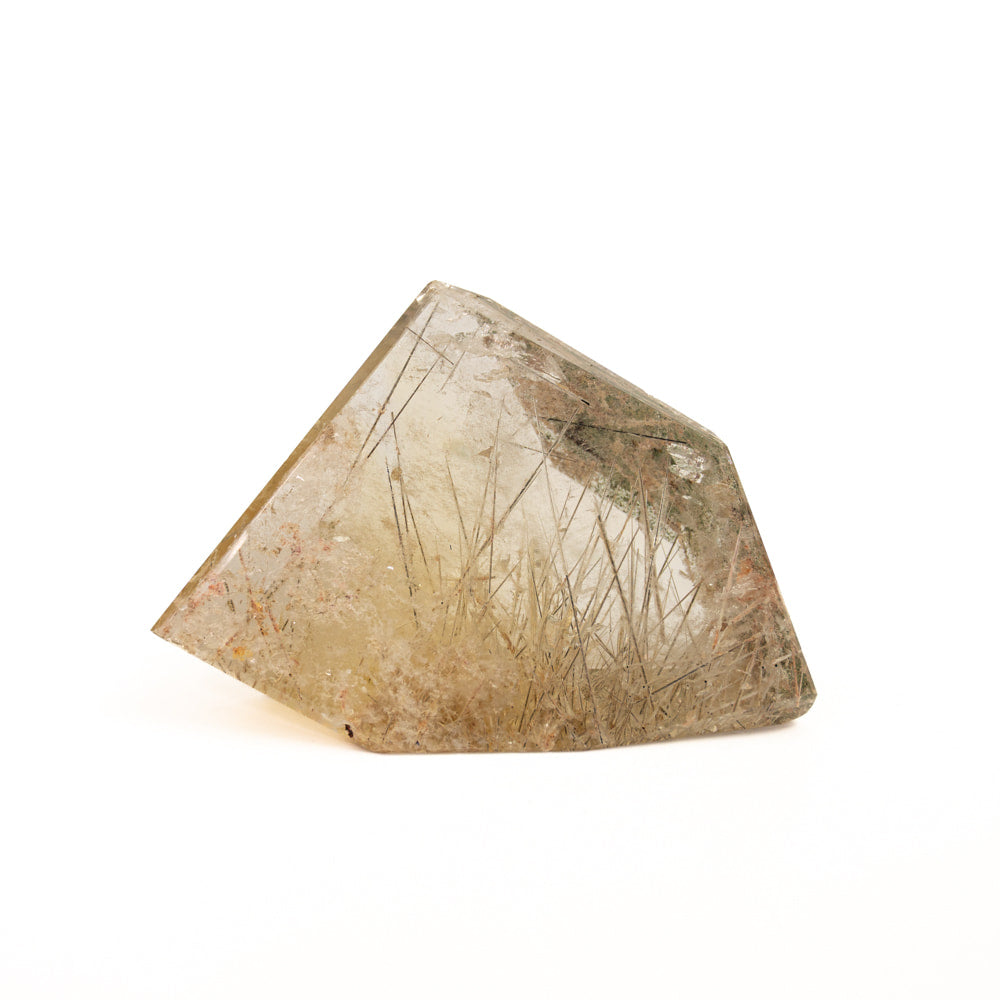 Natural Citrine Faceted Freeform with Chlorite & Black Tourmaline Inclusion