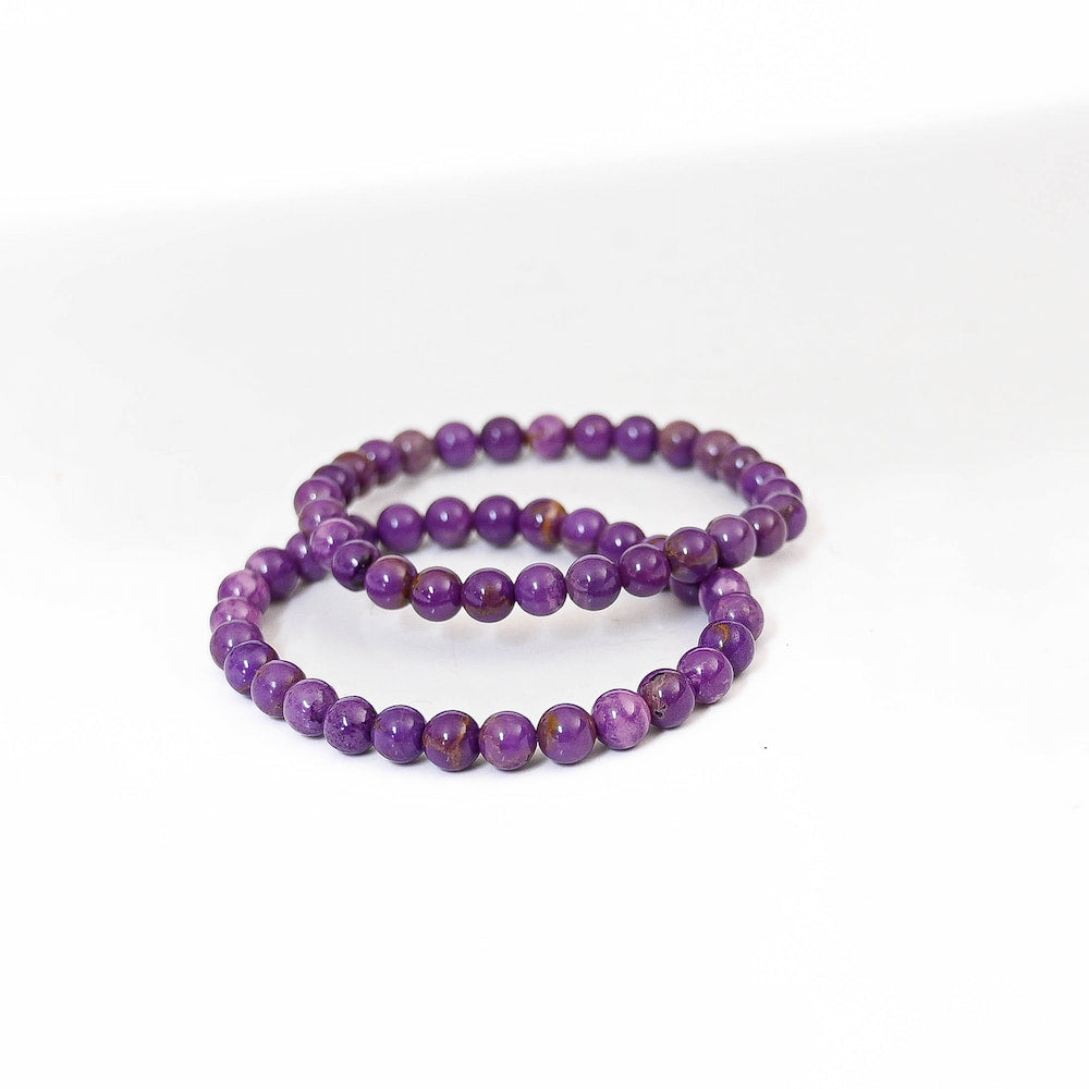 Purpurite Round Bead Bracelet