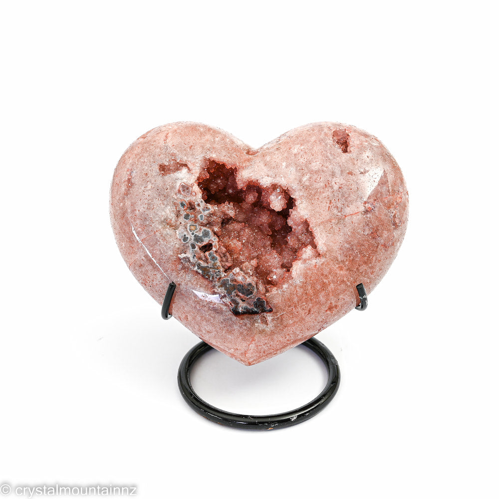 Pink Amethyst Heart On Stand