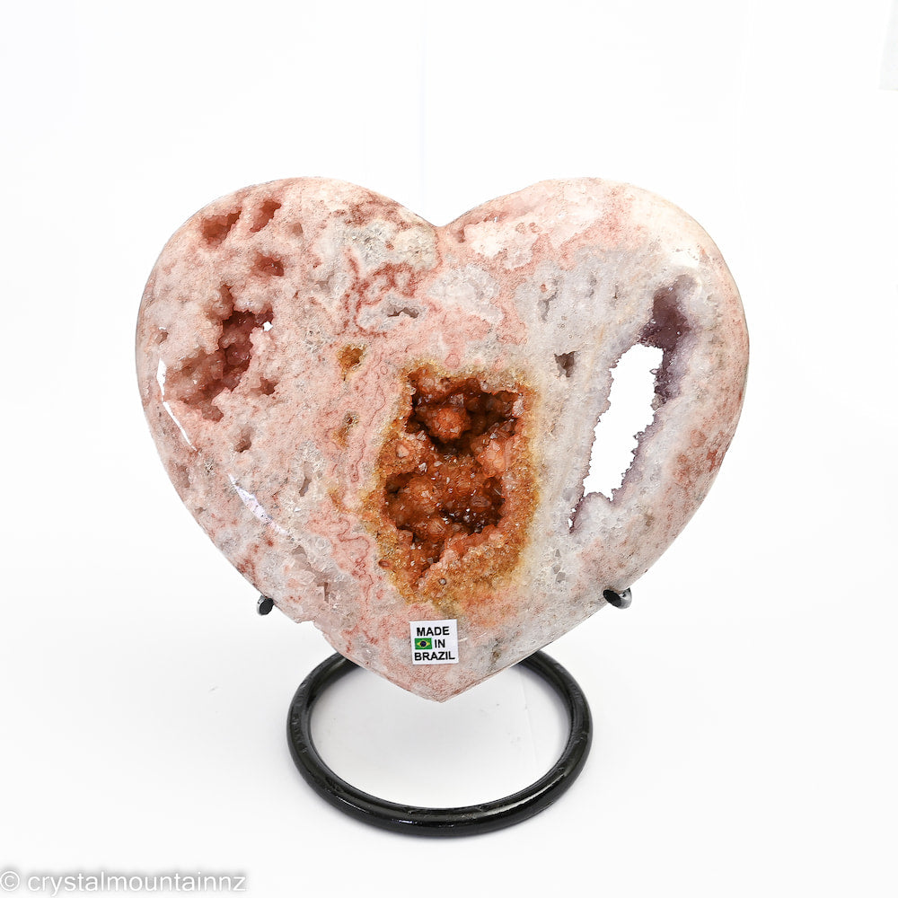 Pink Amethyst Heart On Stand