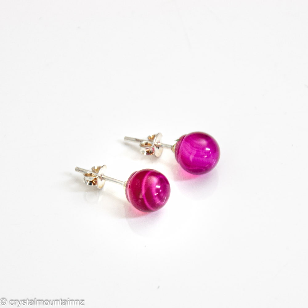 Agate Stud Earrings Pink