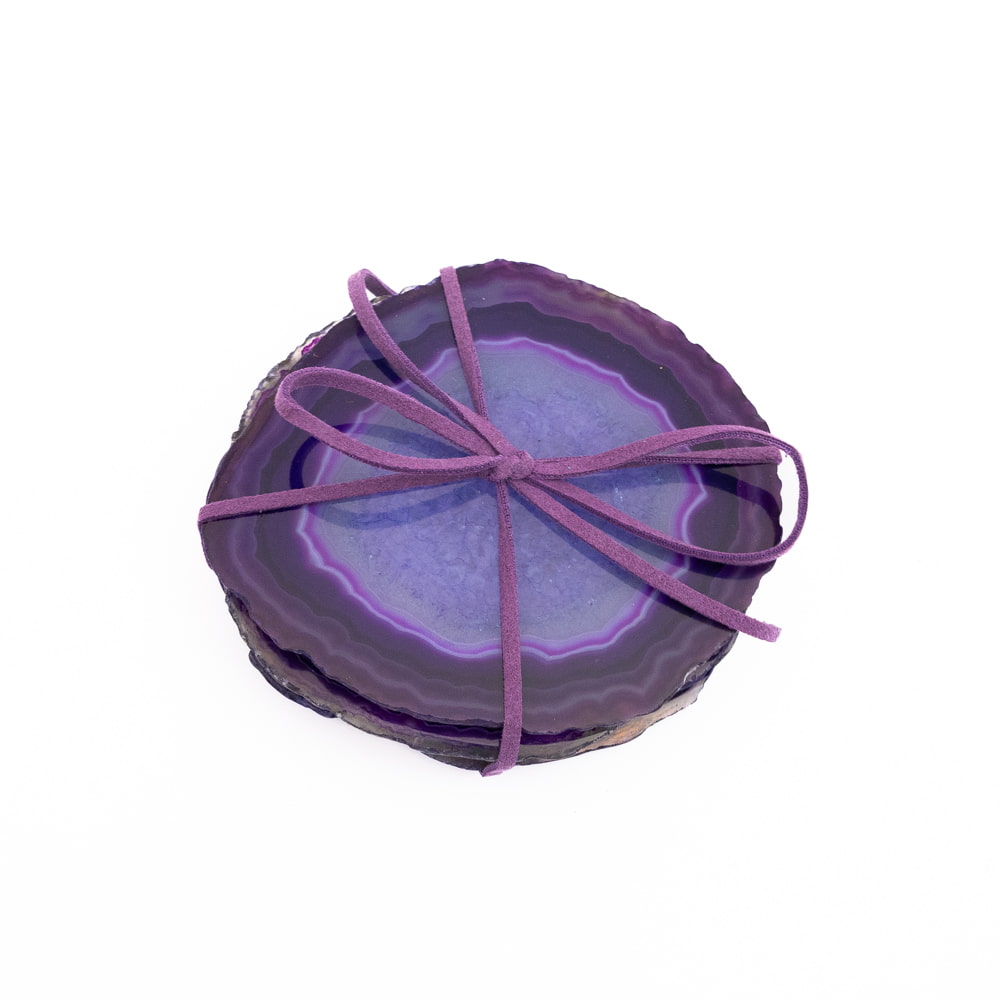 Agate Slice Coaster Set- Purple