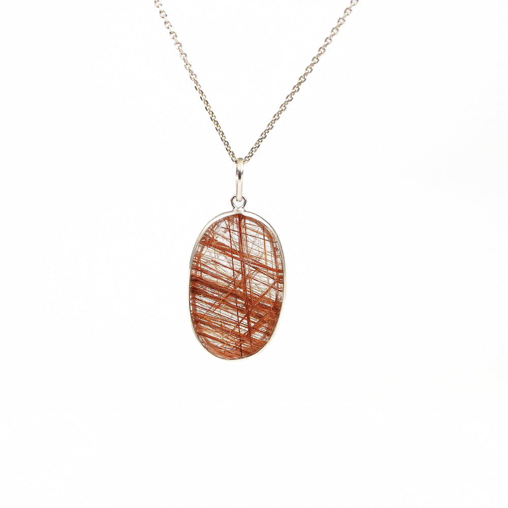 Red Rutilated Quartz Pendant- Silver