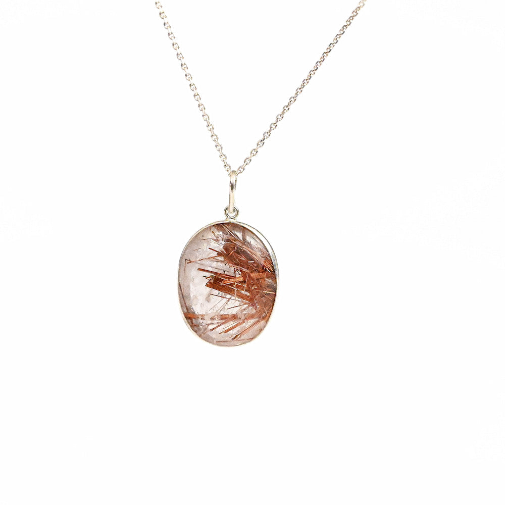 Red Rutilated Quartz Pendant- Silver