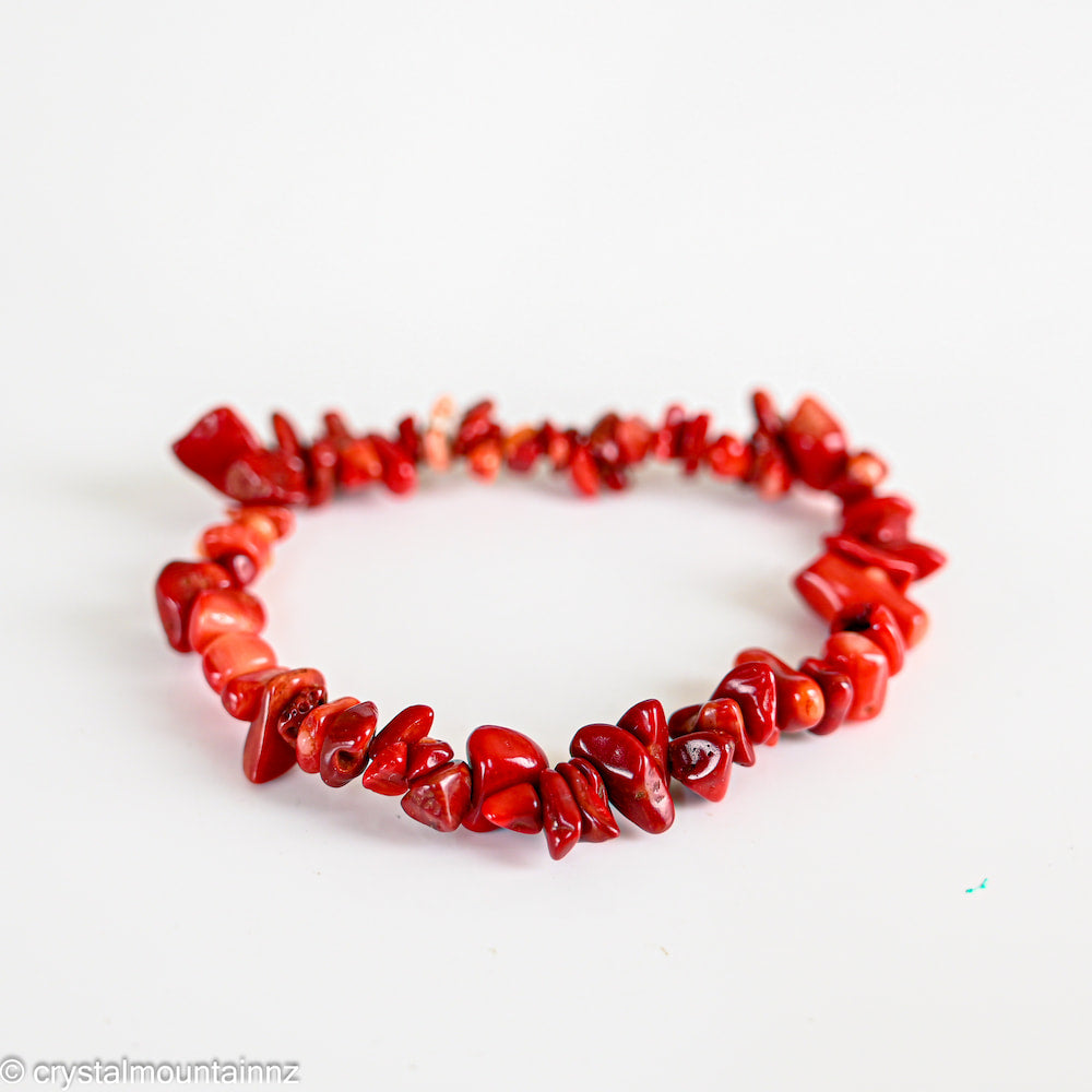 Red Coral Chip Bracelet