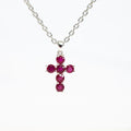 Ruby Cross Pendant - Silver