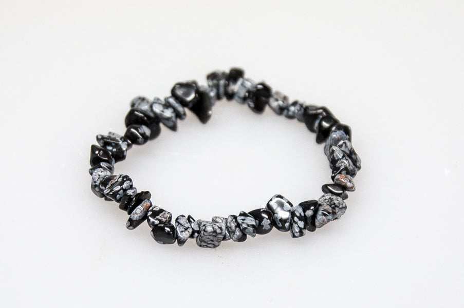 SnowFlake Obsidian Chip Bracelet