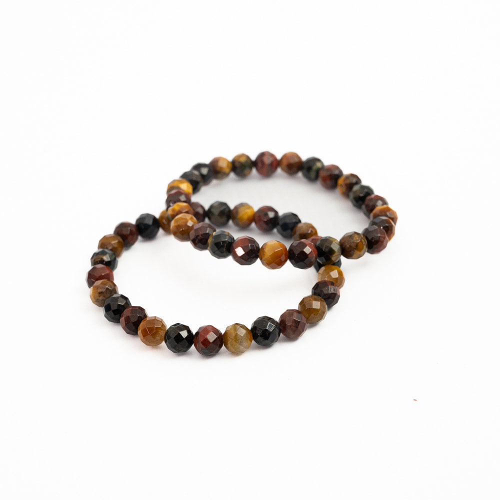 Tigers Eye Multicolored Bead Bracelet -Faceted