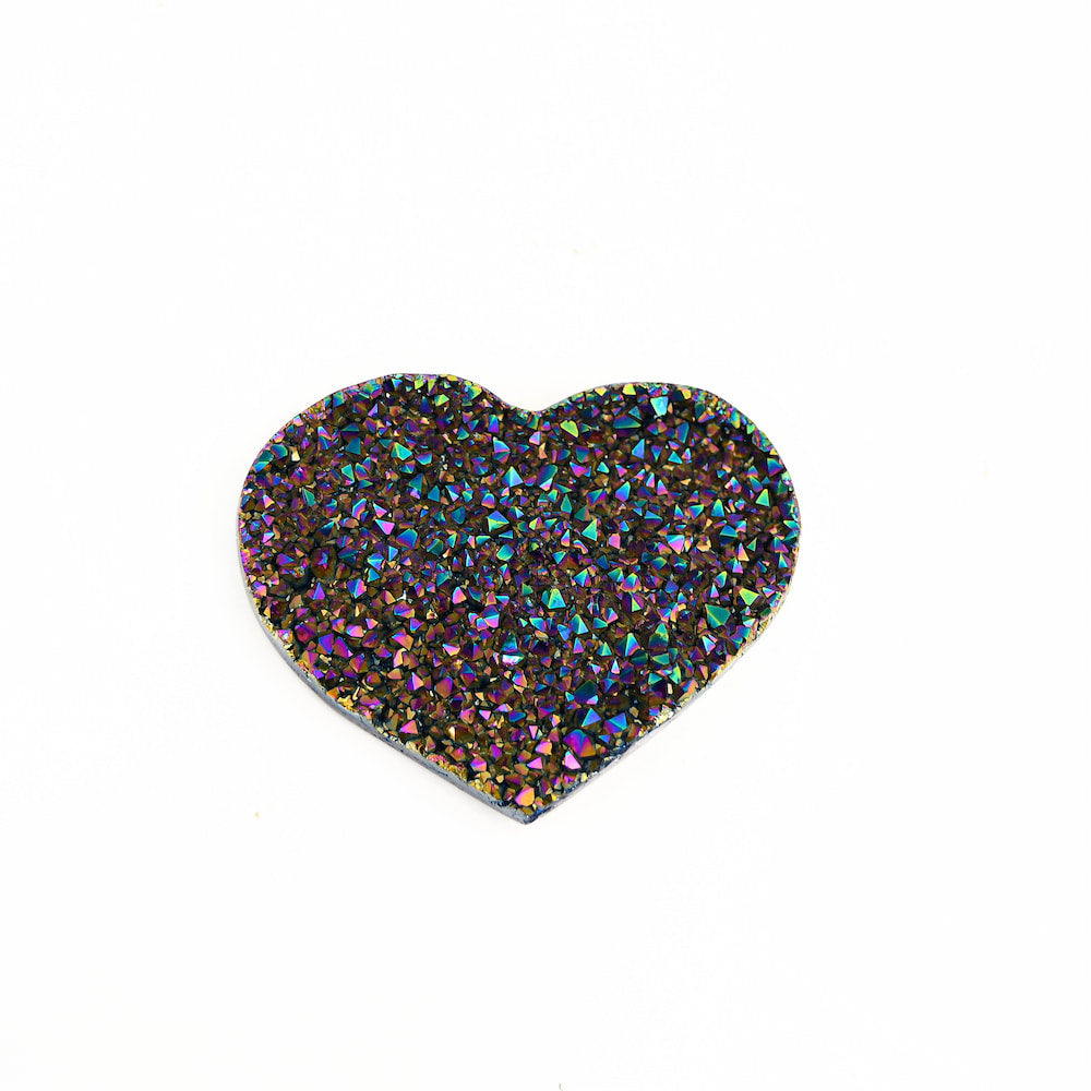 Titanium Coated Amethyst Druze Heart