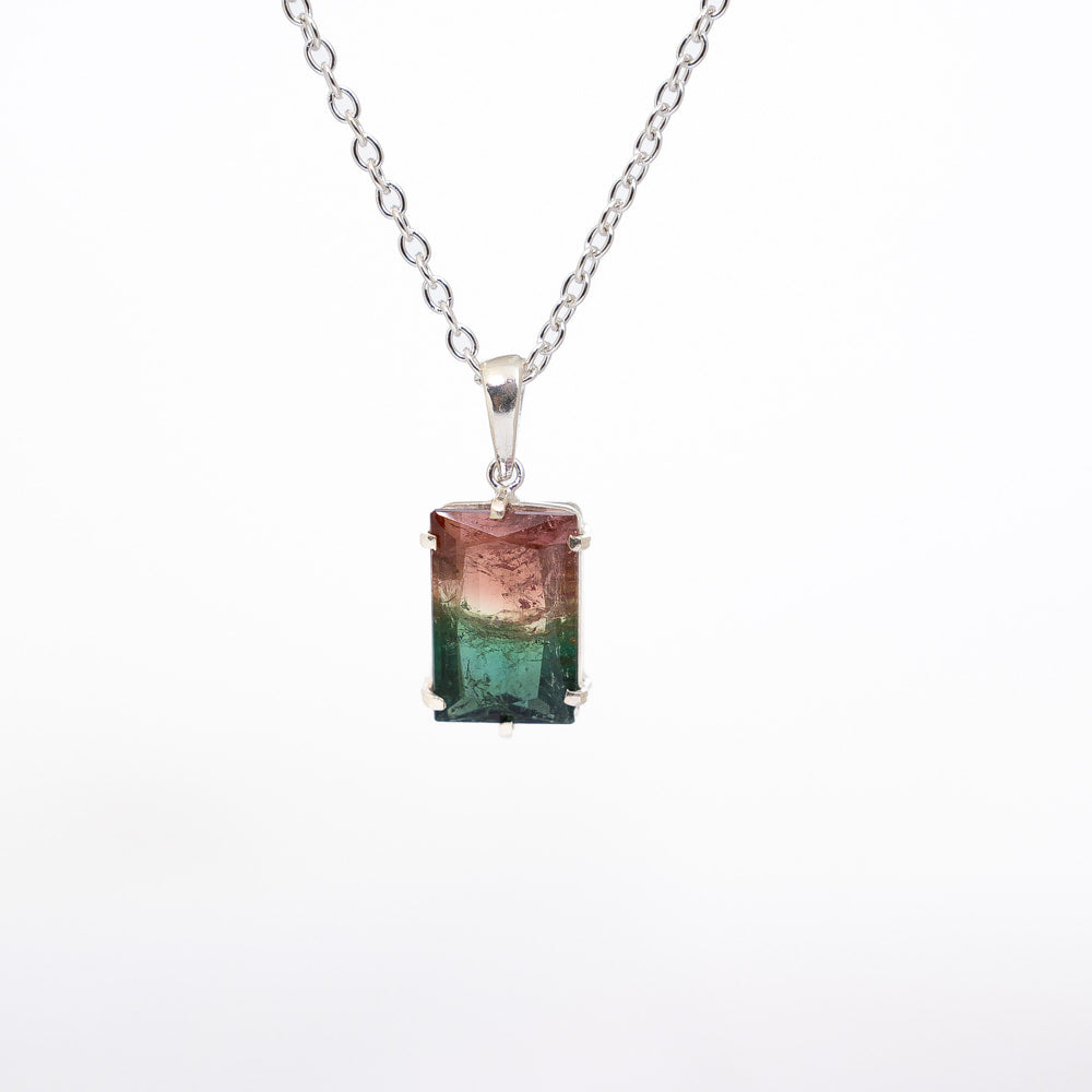 Bi-Colour Tourmaline Pendant - Silver