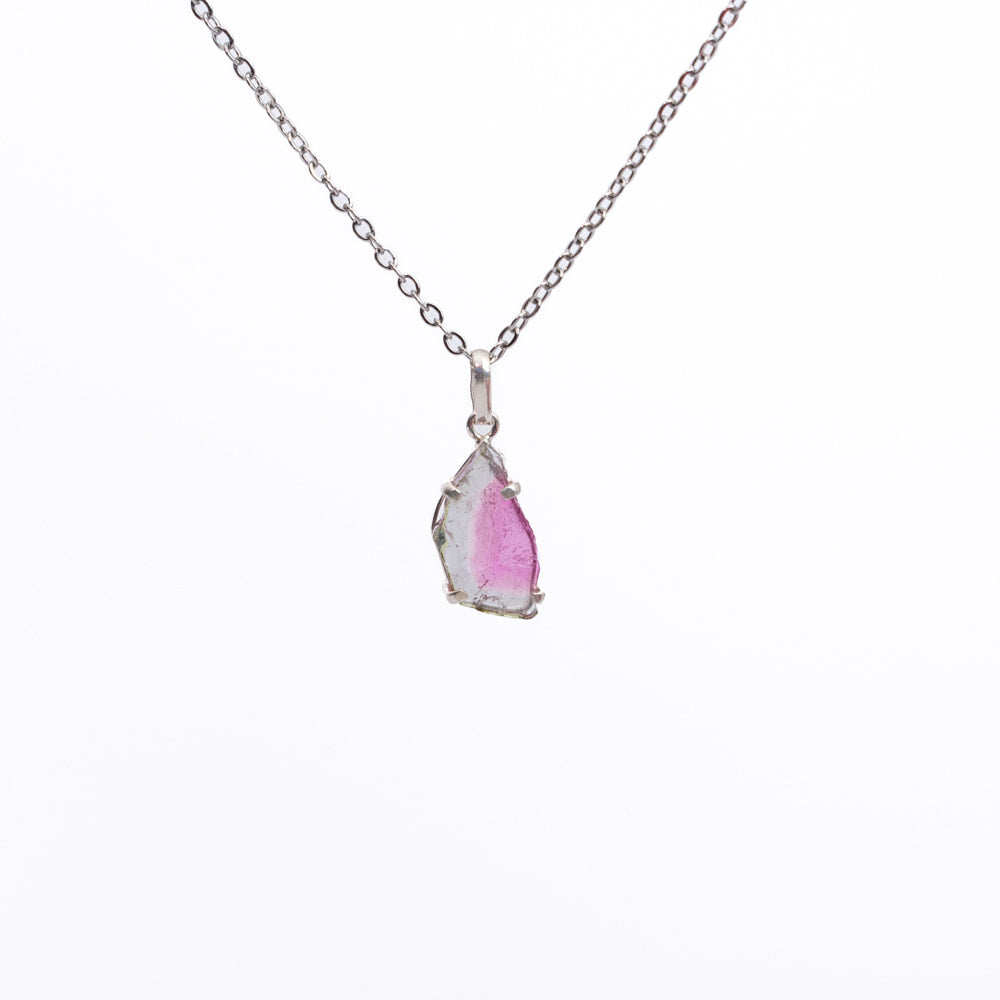 Watermelon Tourmaline Pendant - Silver
