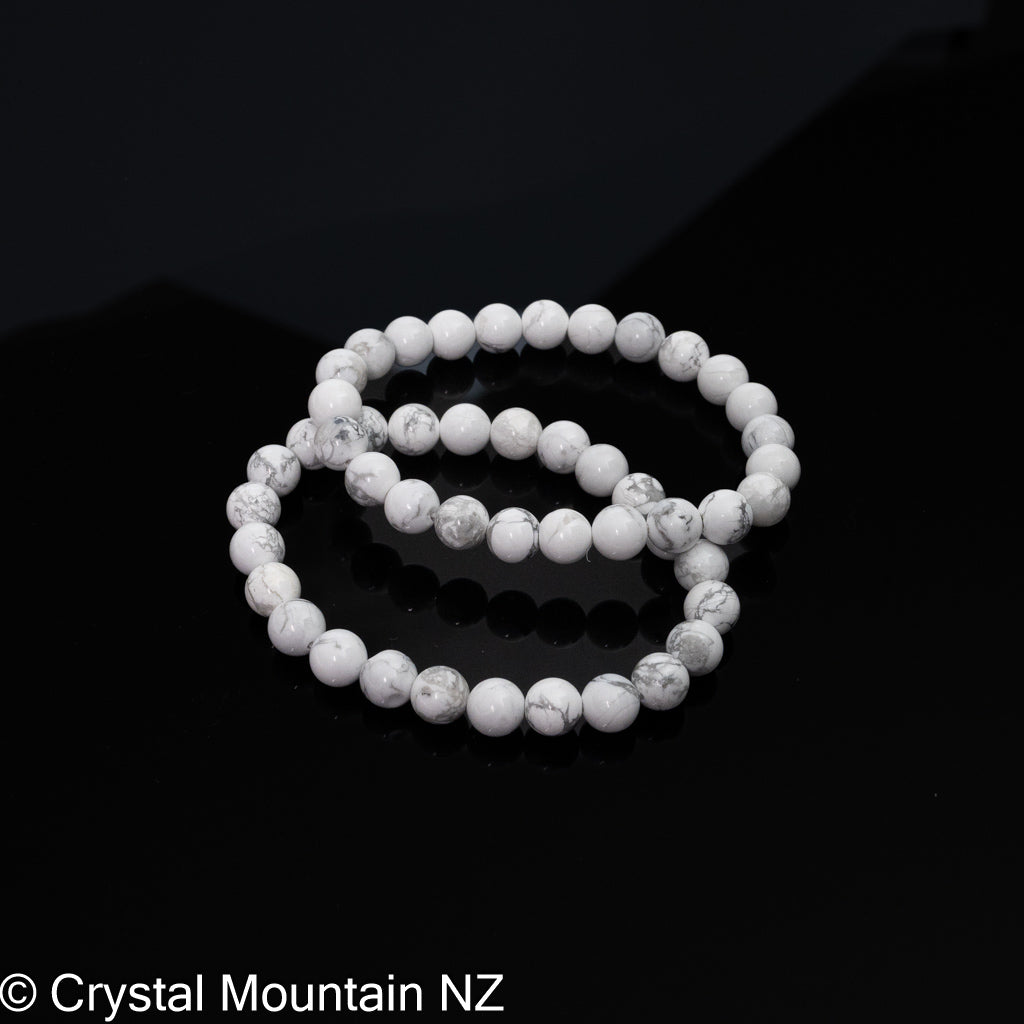Howlite Bead Bracelet- White