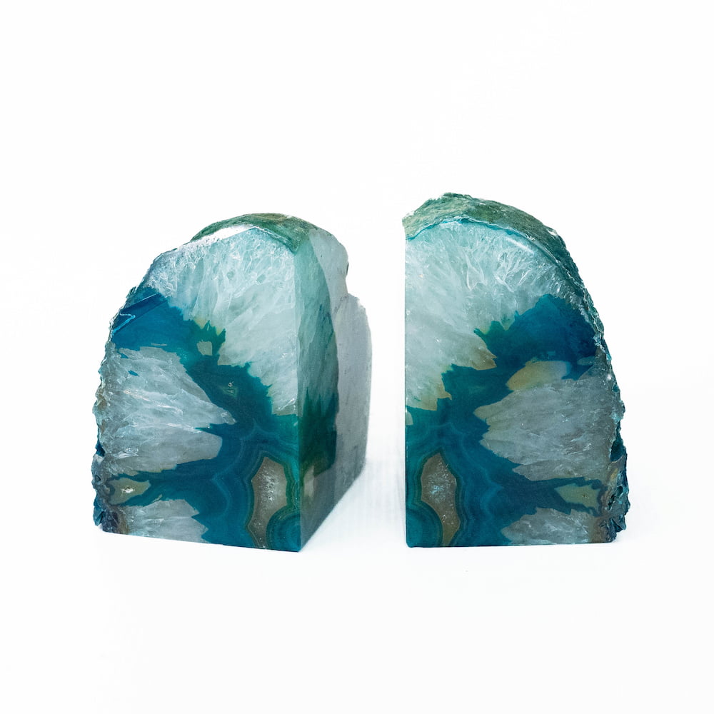 Agate Geode Bookends- Blue