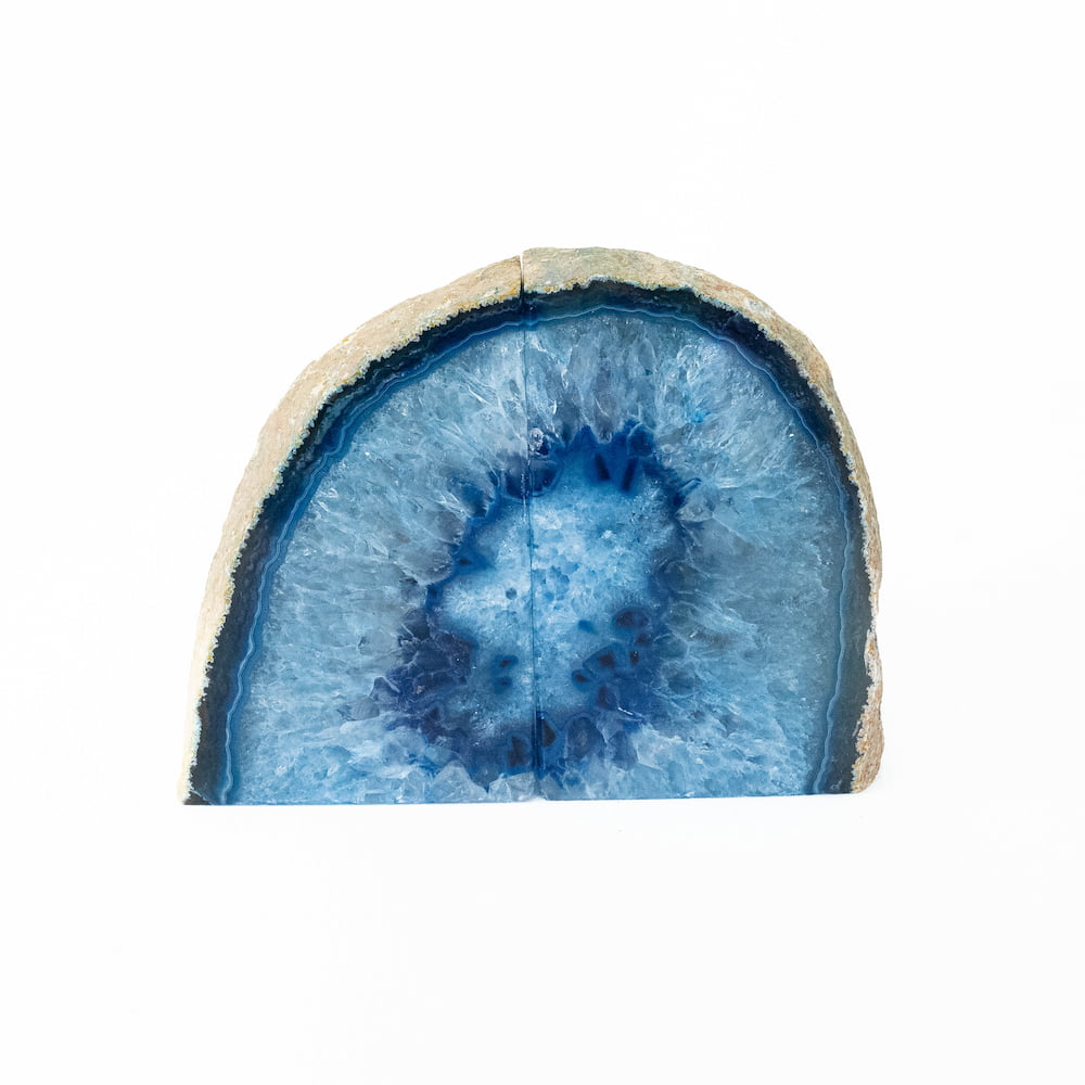 Agate Geode Bookends- Blue