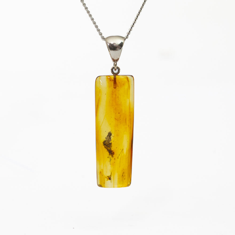 Amber Silver Pendant with Insect Inclusion