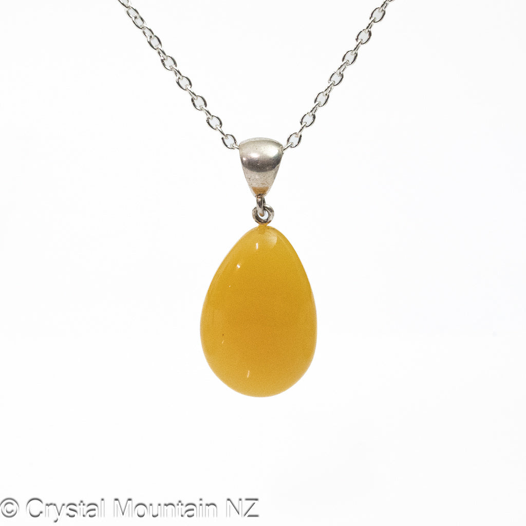 Amber Pendant - Silver