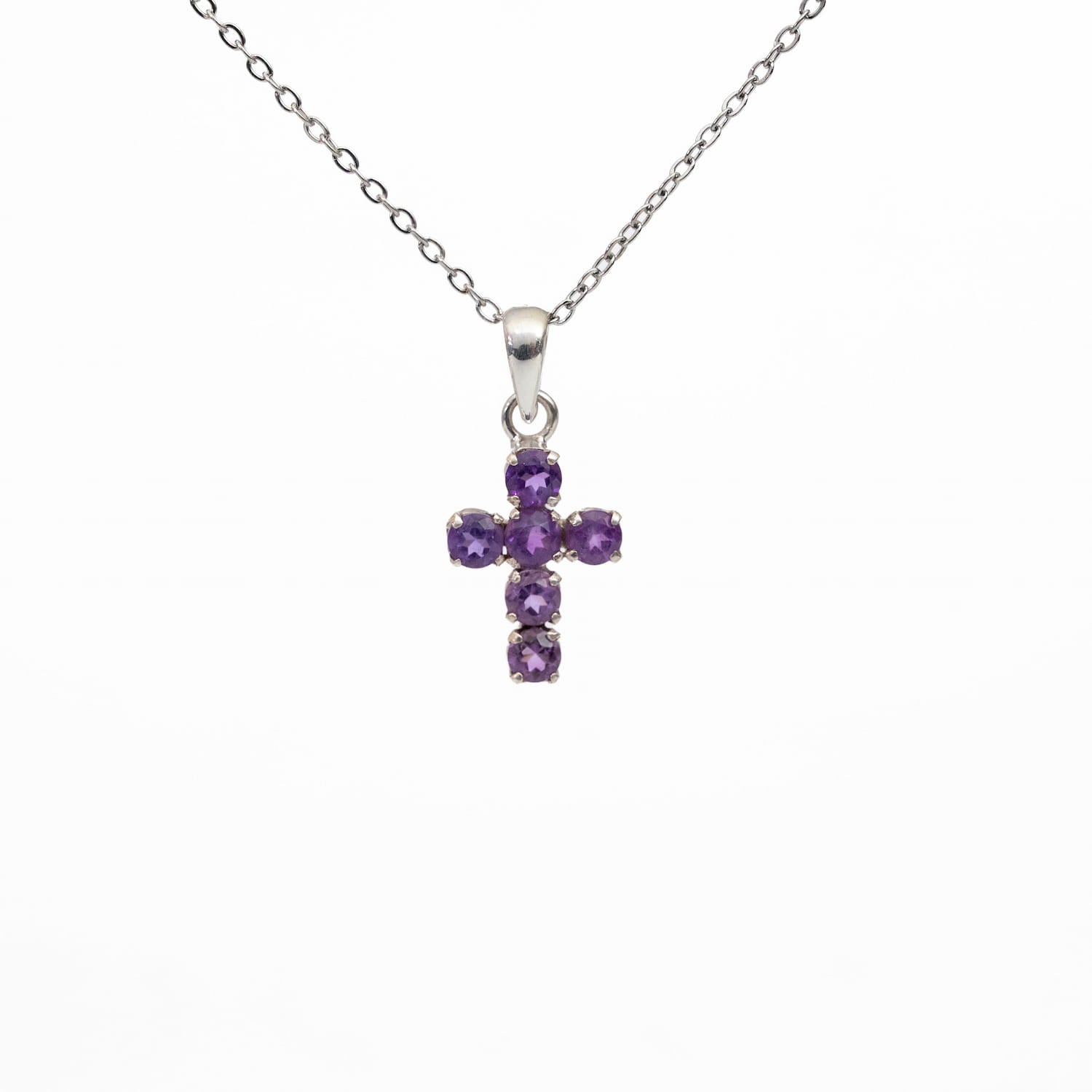 Amethyst Silver Cross Pendant