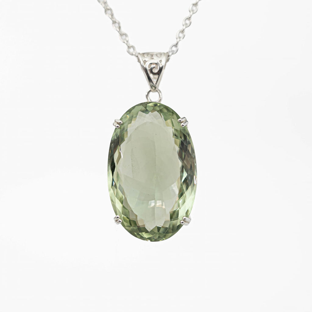 Green Amethyst (Prasiolite) Silver Pendant