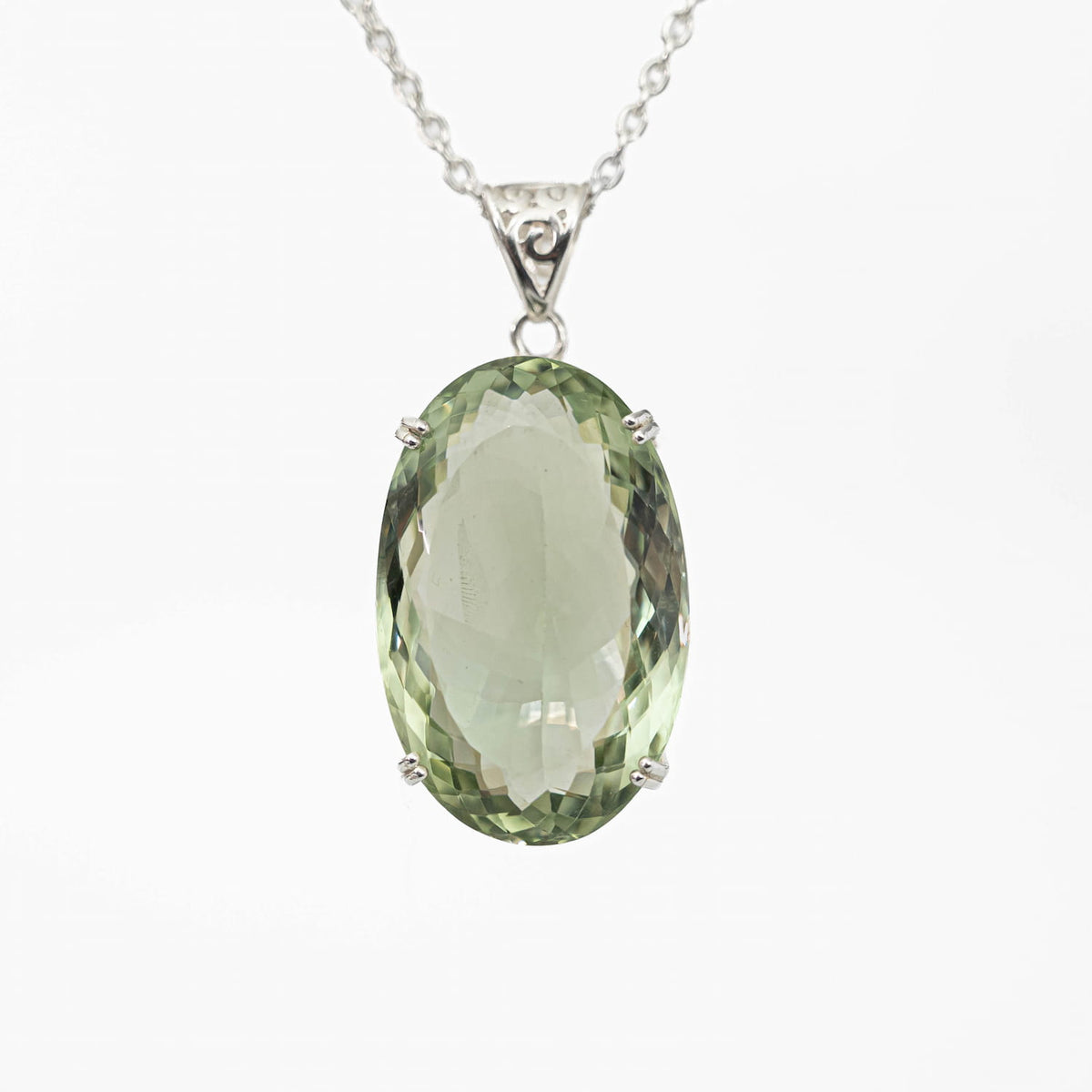 Green Amethyst (Prasiolite) Silver Pendant