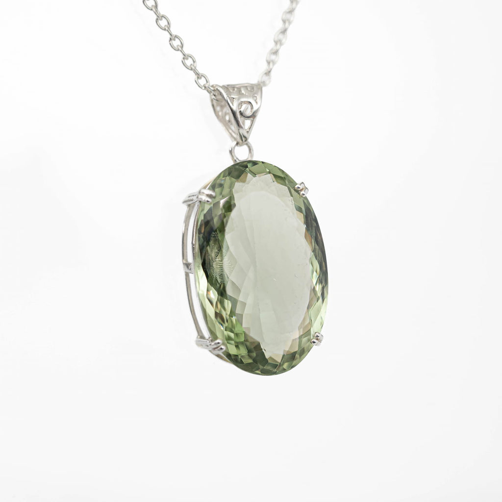 Green Amethyst (Prasiolite) Silver Pendant