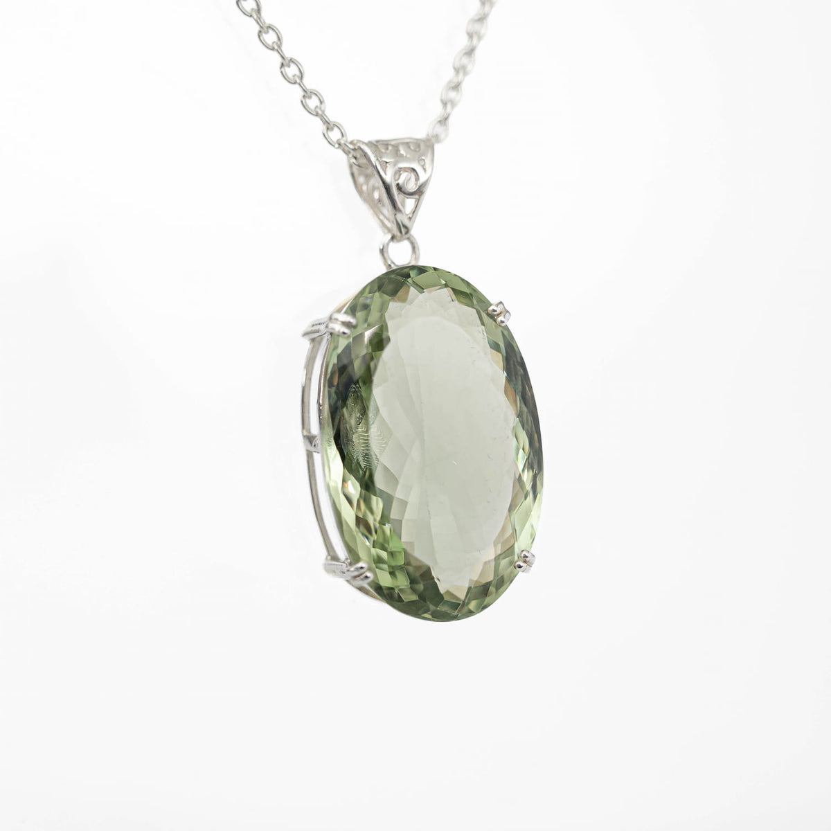 Green Amethyst (Prasiolite) Silver Pendant