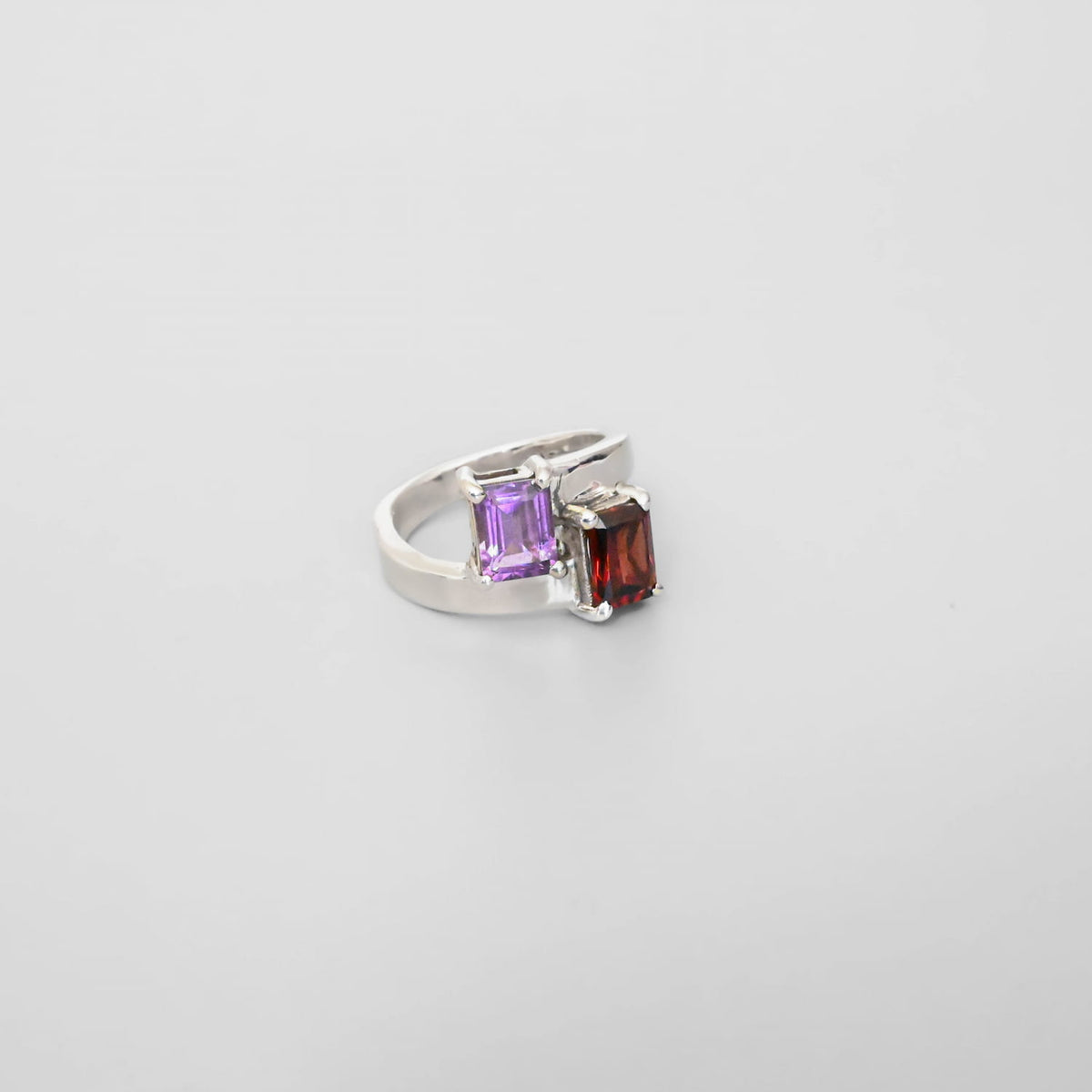 Amethyst & Garnet Silver Ring