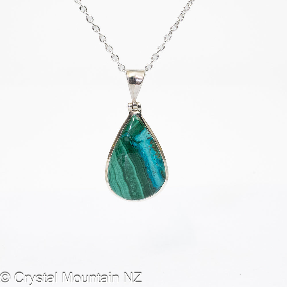 Azurite Malachite Pendant - Silver